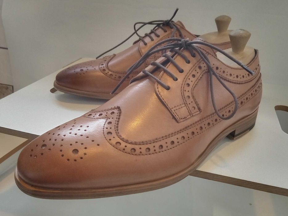 Pantofi derby 44 brogue Topman London piele naturala moale