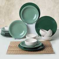 Пълен сервиз за маса, Keramika, 18 части, Керамика, Green Mix