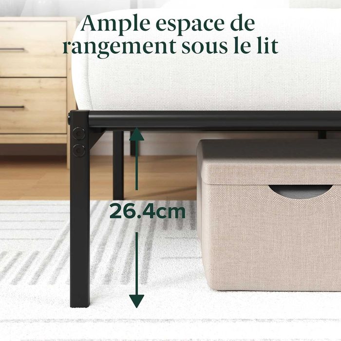 Cadru de pat metalic Zinus Elias ,140 x 190 x30 cm , negru