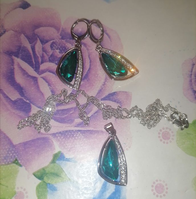 Австрийски Кристал Сребърен Дамски Сет