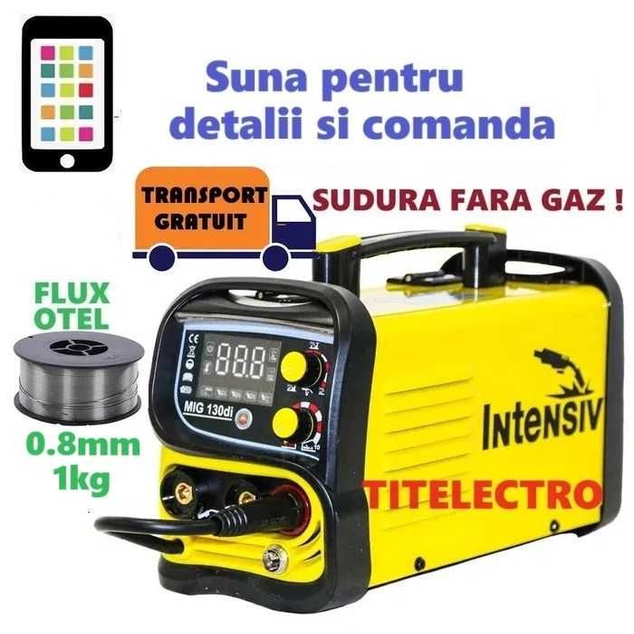 Aparat sudura MIG 130di fara gaz argon CO2 + sarma flux fier otel 1kg
