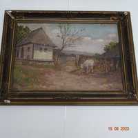 12. Ion Dobosariu, "In ograda", ulei/carton, tablou, 61x46 cm