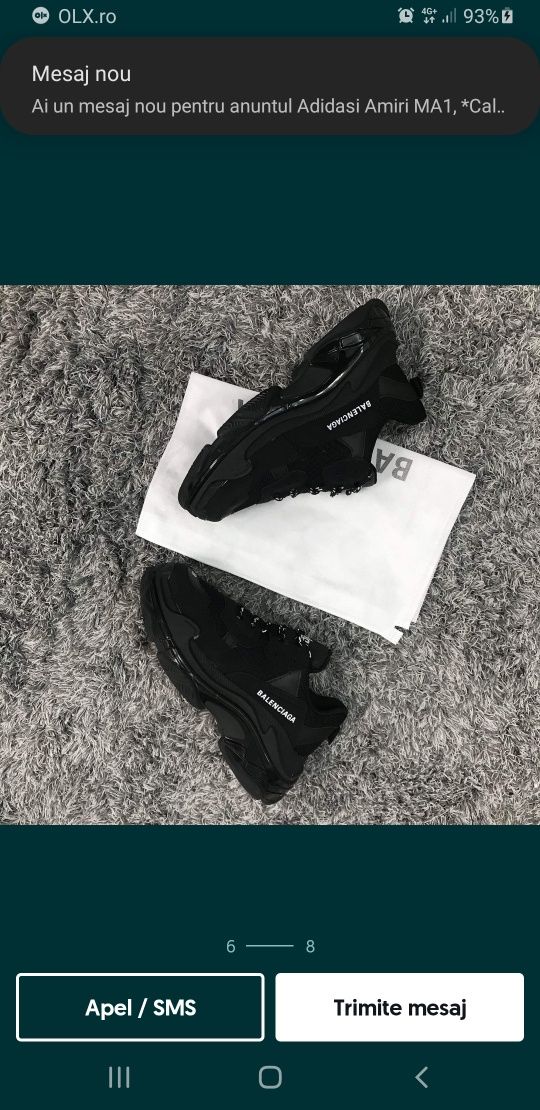 Adidasi Balenciaga triple S alb și negru full de la 36 la 44