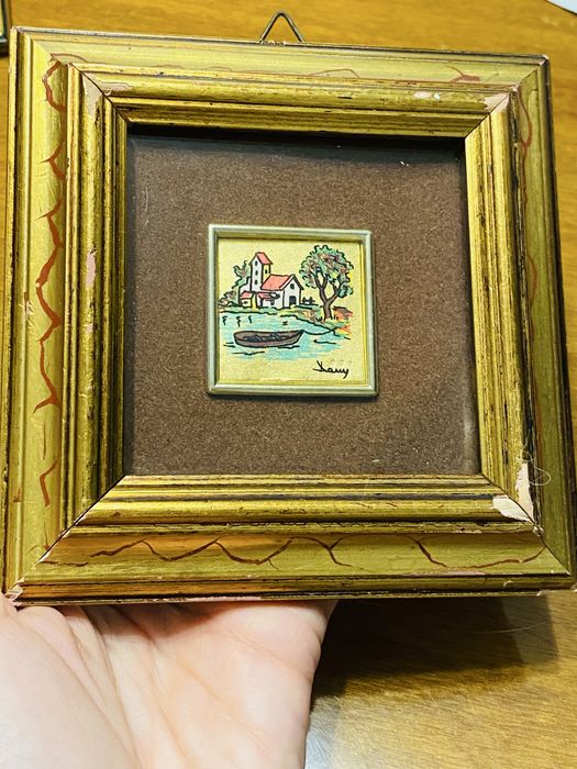 Vand tablou pictat pe foita de aue de 22k