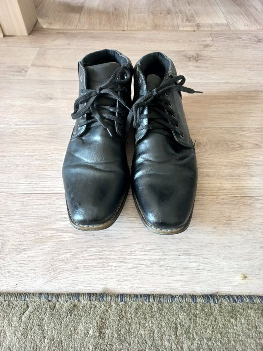 Мужские кожанные сапожки, 45-46р, чёрного цвета