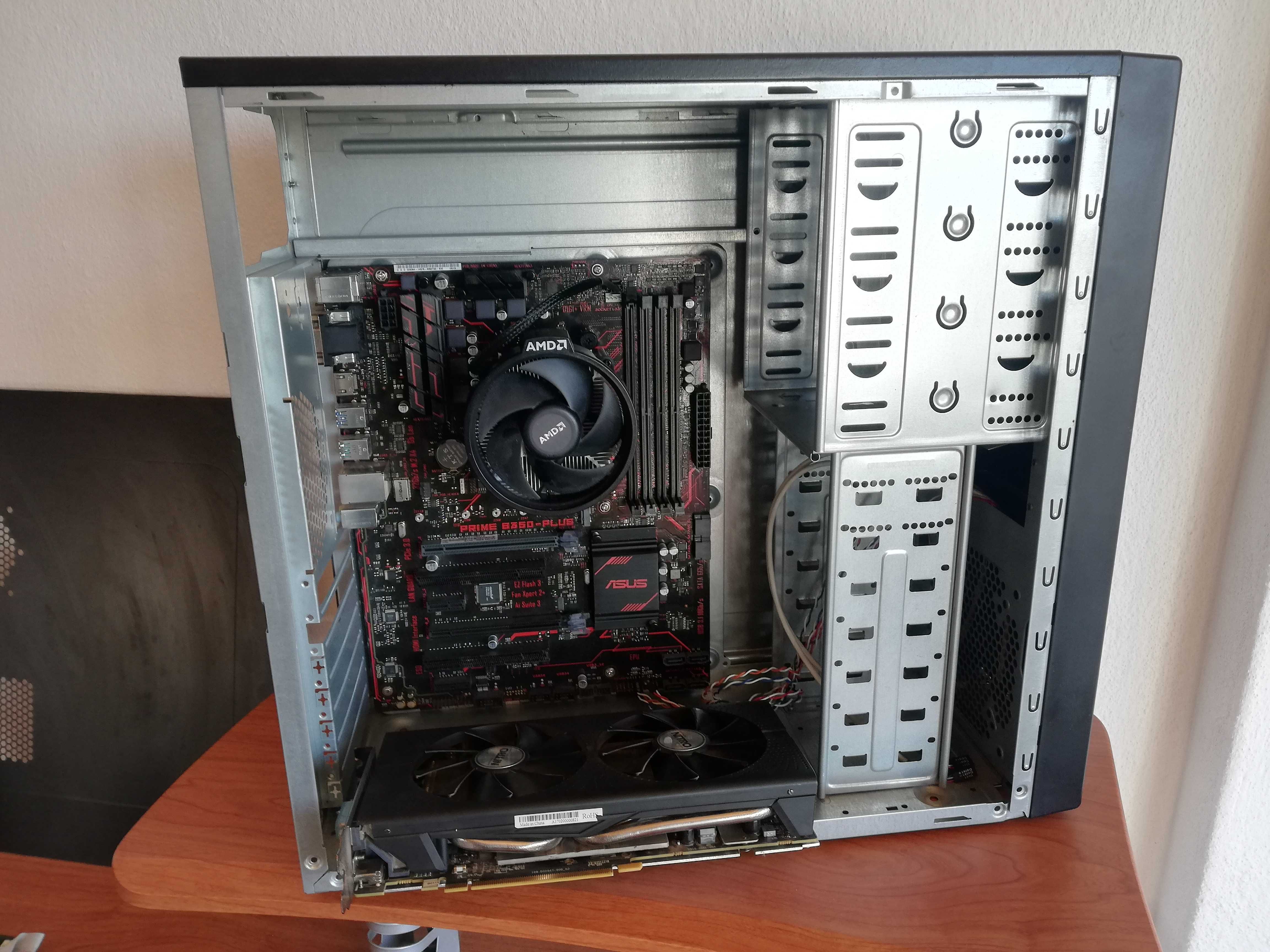 Компютър Asus Prime B350-plus с AMD Ryzen 5 1600 Sapphire Nitro+ 8GB