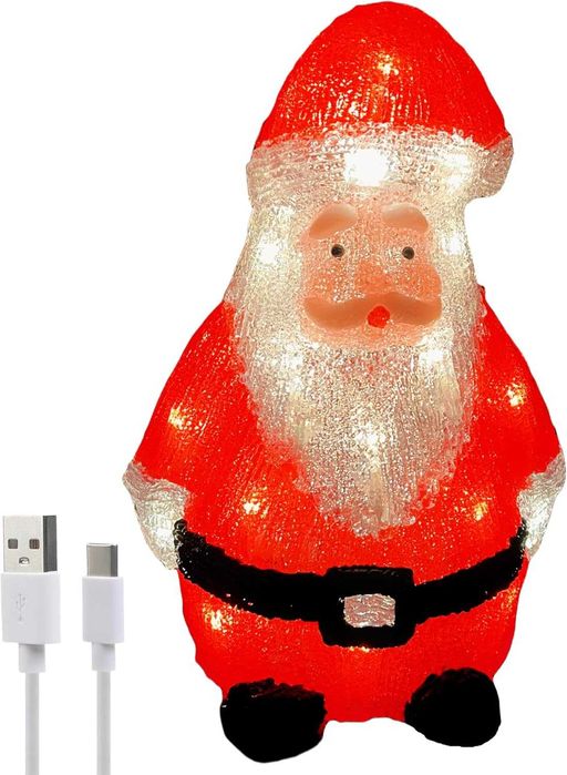 Gloworm YKL-1015, figurină de Crăciun acrilică luminoasă de 21,5 cm