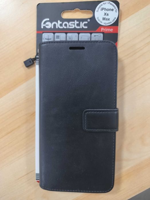 Husa compatibila cu iPhone XS Max, T84, Piele ecologica, Pitch Black