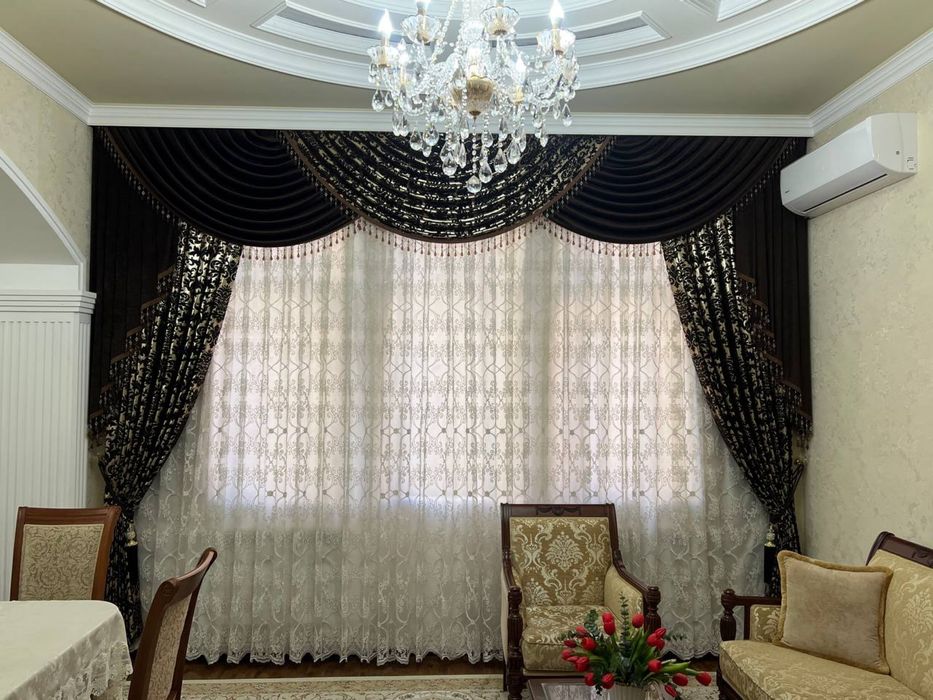 Turkiya matosidan tikilgan parda sotiladi tyuldan tashqari