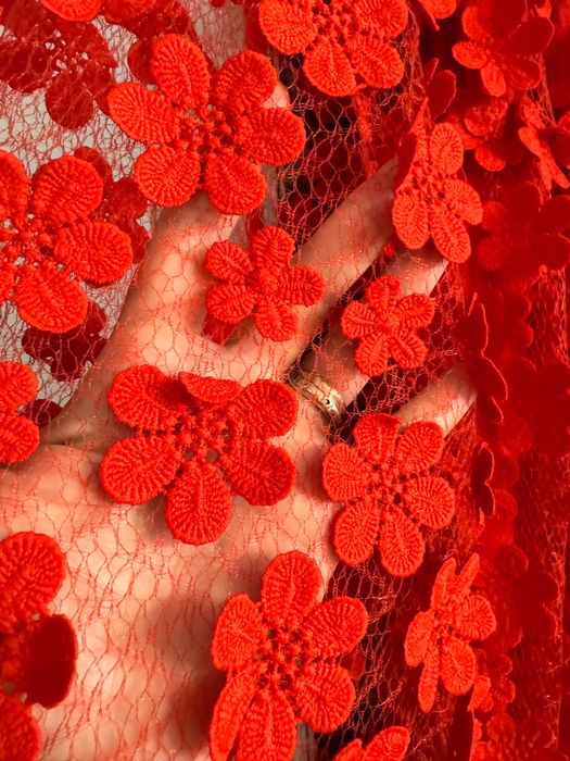 Rochie de seară Tull brodat cu flori 3 D