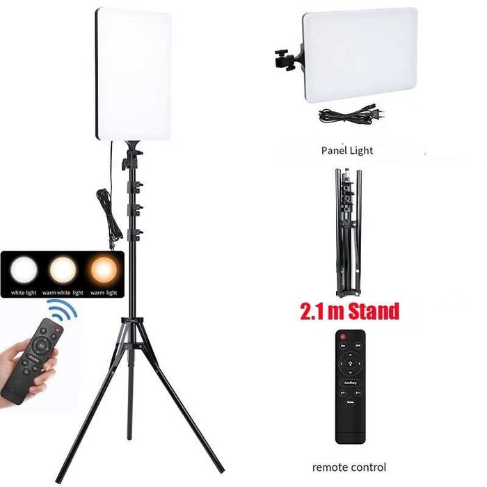 LED Лампа, Професионално фото и видео заснемане, Дистанционно, стойка