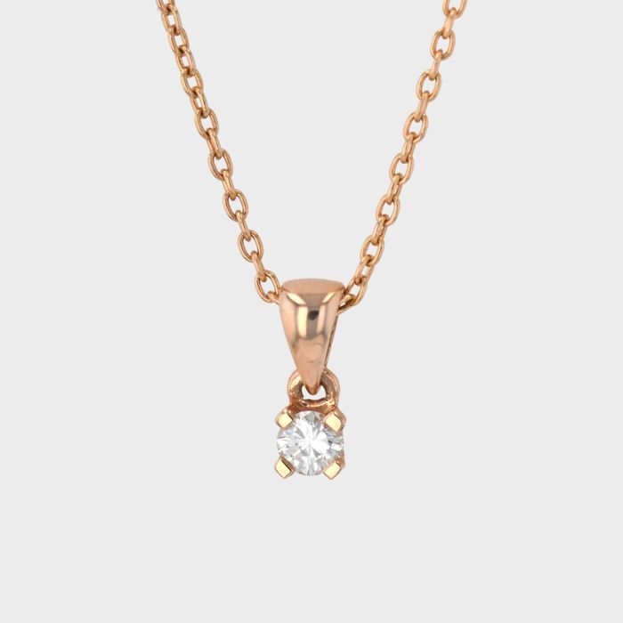 Lant cu pandantiv, aur roz 18k cu briliant cod 6289