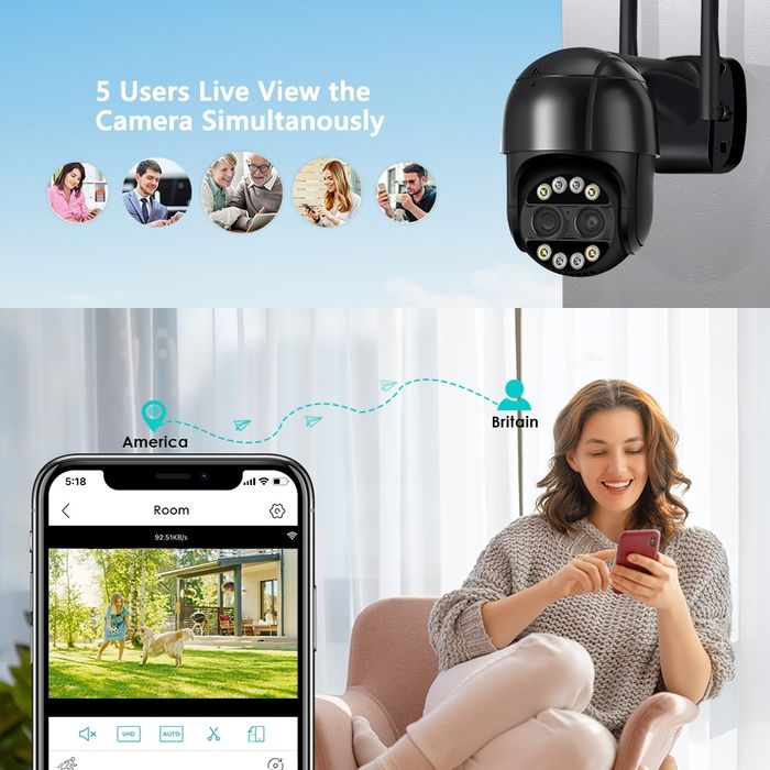 Camera supraveghere wi fi 4K dual lens 8MP,card inclus 64Gb
Descriere