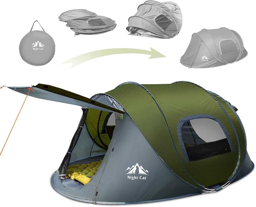 Night Cat Саморазгъваща се двуместна палатка, водоустойчива 2/3 души