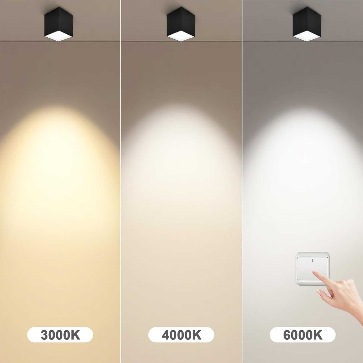 НОВ! LED спот за таван, лампа 10W, 3 светлини, 4 бр/к-кт