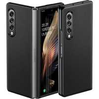 Huse premium+Folie sticla SAMSUNG Galaxy Z Fold3 5G aspect piele spate