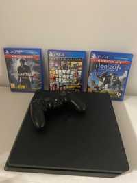 PS4 slim (Playstation 4) 1TB cu controller + 3 jocuri.