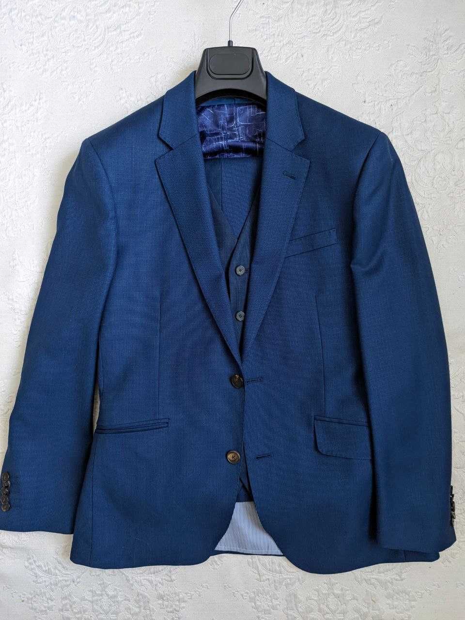 T.M Lewin St. London Three-piece slim fit blue suit костюм тройка