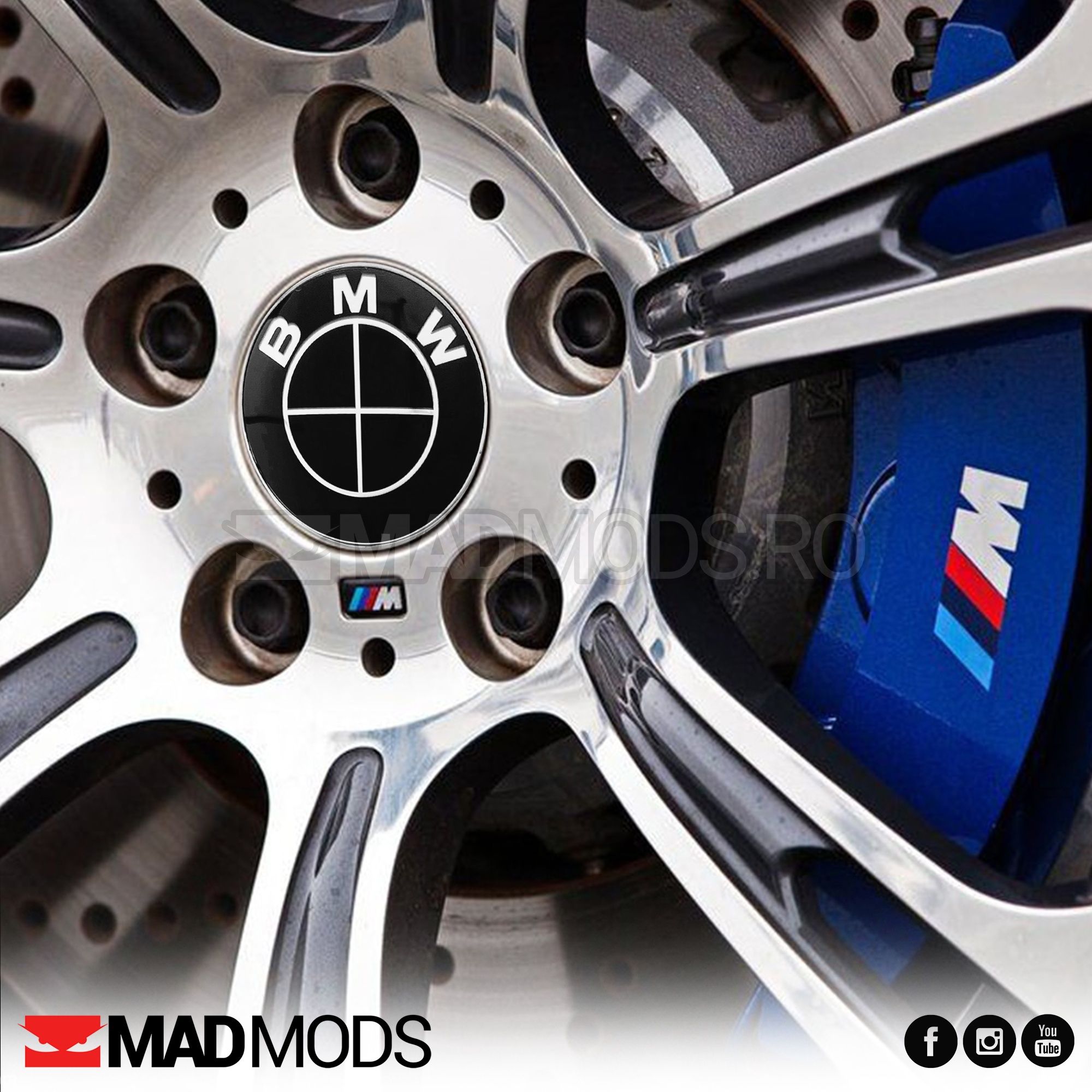 Set 4 capacele negre jante BMW 68mm | 56mm Seria 1 2 3 4 5 6 7 8 X i M