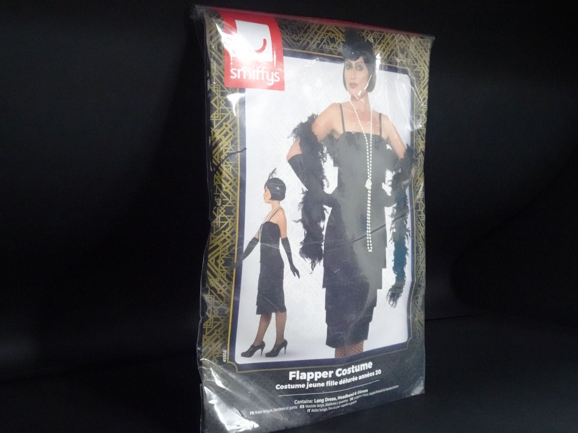 Costum Flapper, Negru, cu Rochie Lungă