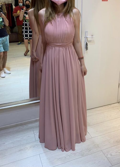 Rochie lunga ocazie cu spatele gol roz S La Femme