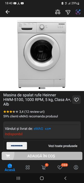 Vând mașină de spălat