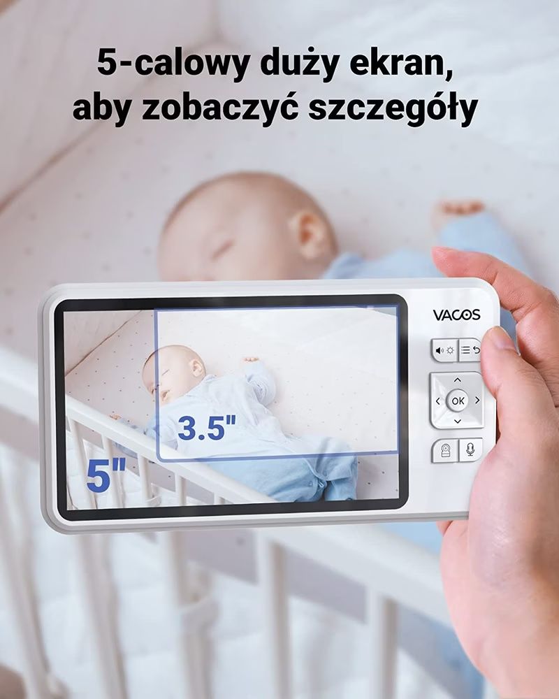 ВисококачественБебефон с 5-инчов LCD дисплей,360гр.въртяща се камера