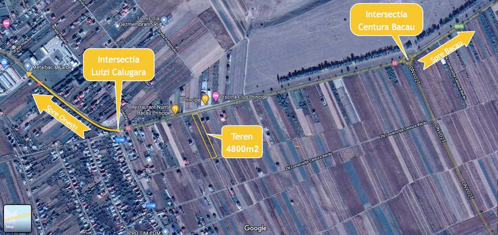 Teren 4800m2 Luizi Calugara Bacau DN 11 vis a vis de Piscina Principe