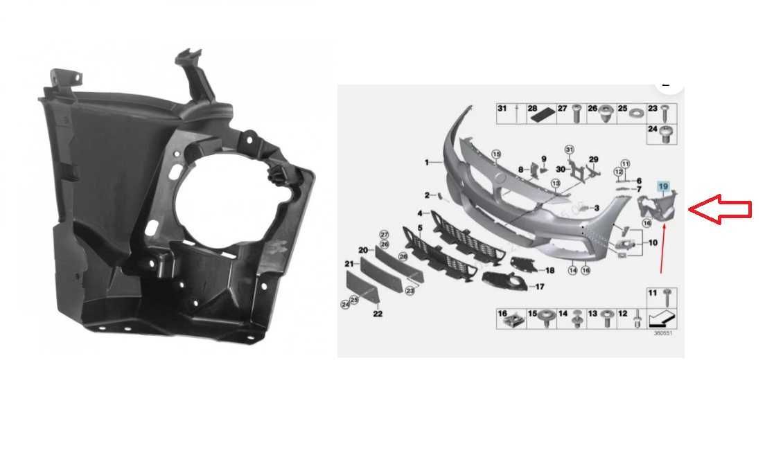 Suport Proiector BMW Seria 4 F32 F33 F36 Mtech Mpaket Stanga