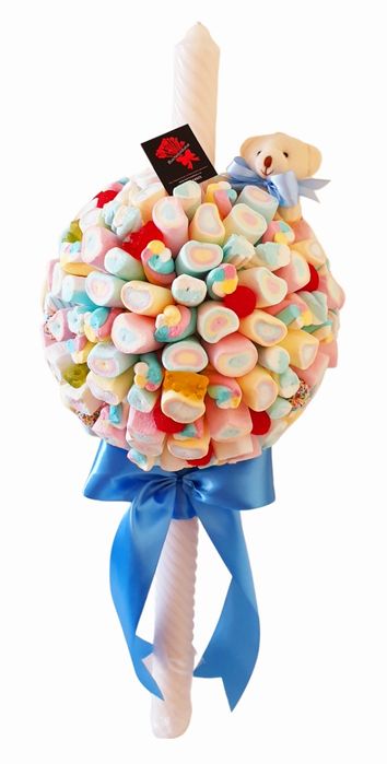 Lumanare botez, lumanari dulci pentru botez, lumanare din dilciuri