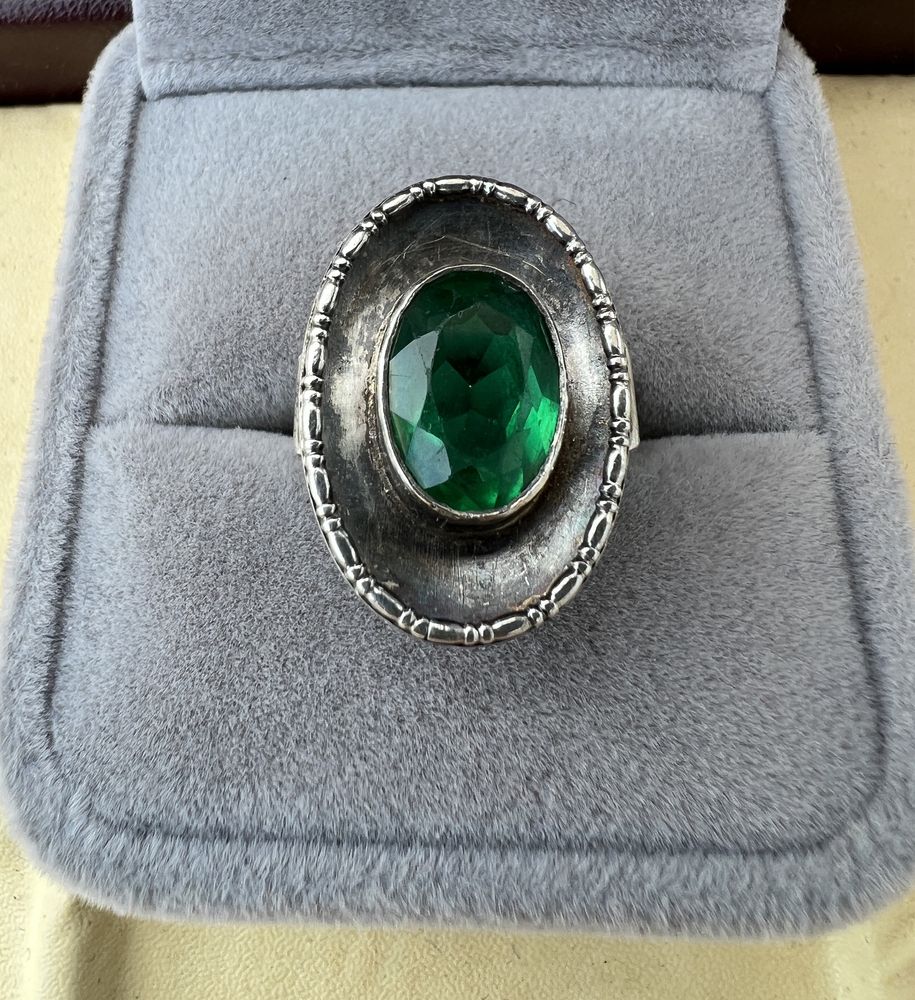 Inel argint cubic zirconia verde