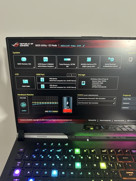 Laptop gaming asus g733q rtx 3080 ryzen 9