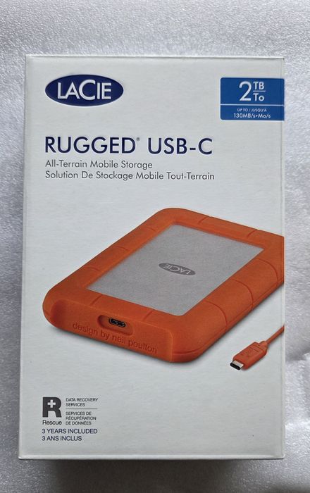 HDD extern LaCie Rugged USB, 2TB, 3.1 Type C