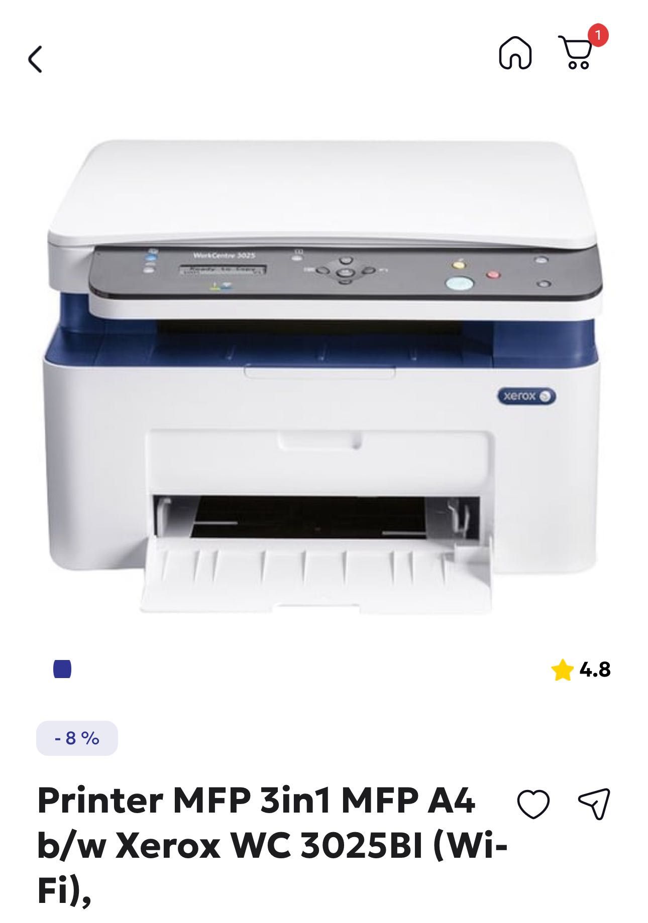 Printer MFP 3in1 MFP A4 b/w Xerox WC 3025BI (Wi-Fi), yangi,1 oyishladi