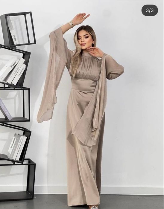 Платье бежевый длинный