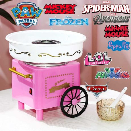 Машина за захарен памук, розова, 520W РЕТРО ДИЗАЙН+ анимационни герои