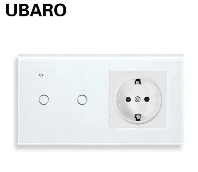 Умный смарт выключатель сенсорный двухклавишный с поддержкой Zigbee