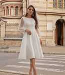 Rochie de mireasă sau cununie civilă midi din satin