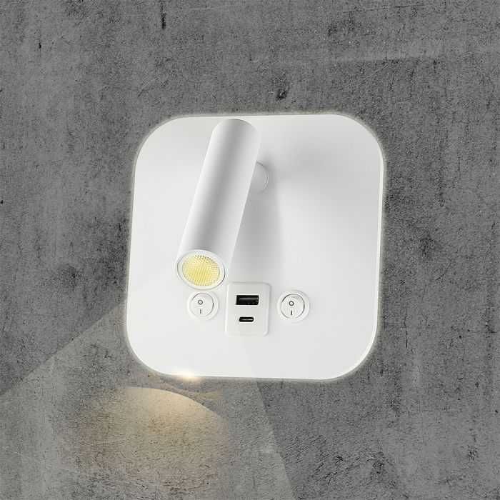 LED 8W Хотелска Стенна Лампа с Двустранно Осветяване V-tac USB и USB C