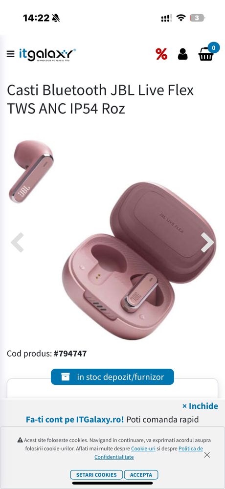 Casti Bluetooth JBL Live Flex TWS ANC sigilate !