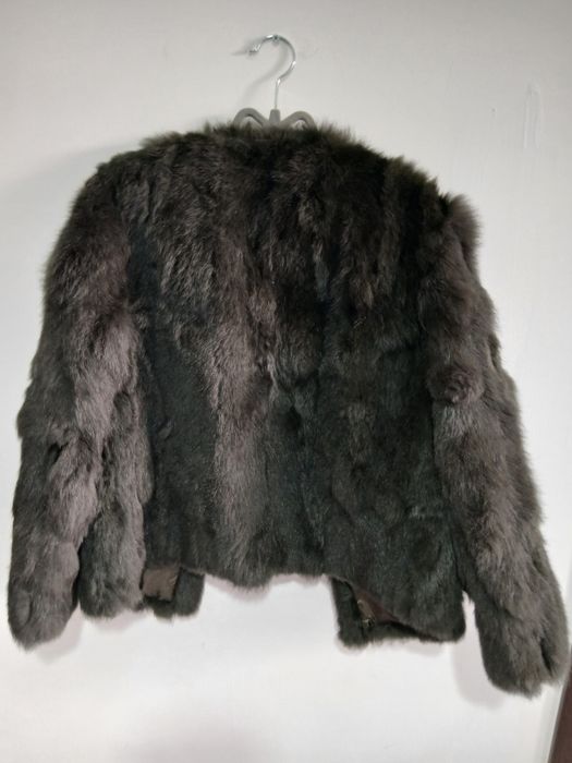 Scurta dama blana naturala iepure culoare verde negru marime M sau 40