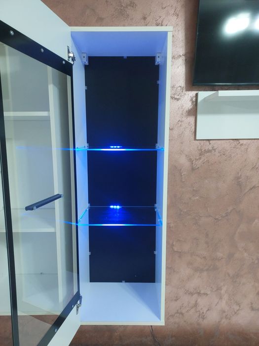 Set mobila living din MDF alb lucios