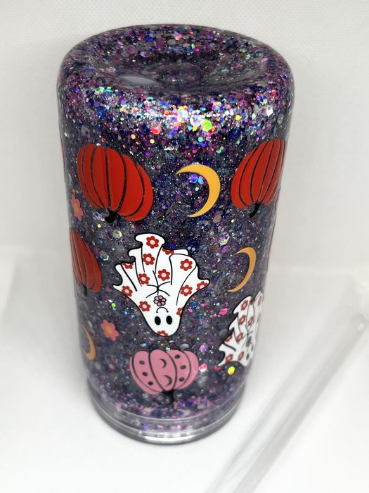 Pahar cu capac si pai Snowglobe Halloween