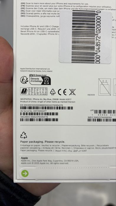 iphone Air 256 gb. Sky Blue