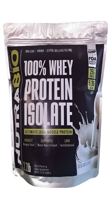 NutraBio 100% Whey Protein Isolate 1000 g Raw Unflavored