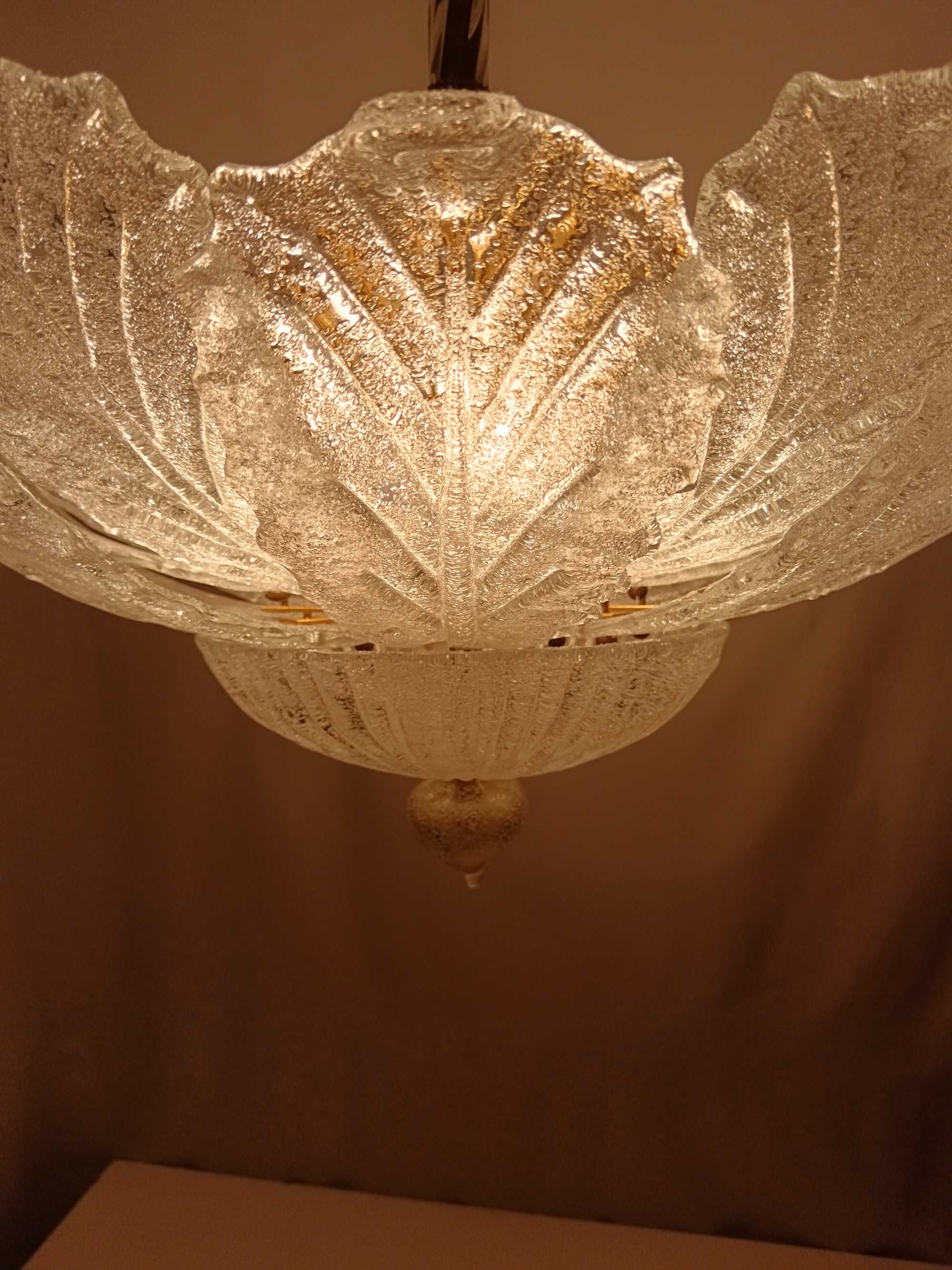 Plafoniera, MCM Art Deco, sticlă Murano Barovier & Toso, vintage