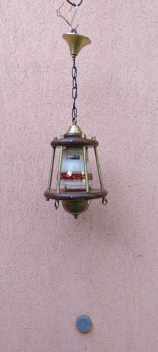 Candelabru vechi, lemn, alamă