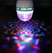 Bec led rotativ party disco cu cap rotativ multicolor cu adaptor priză
