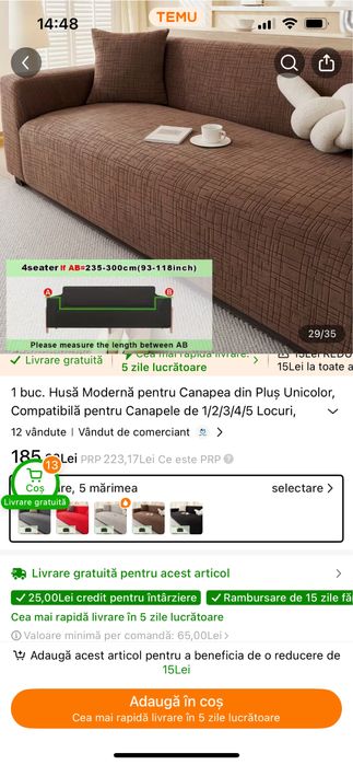 Husa elastica canapea 5 locuri , noua