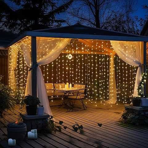 Външни коледни лампички LED завеса 3м х 3м с функция валящ сняг цветна